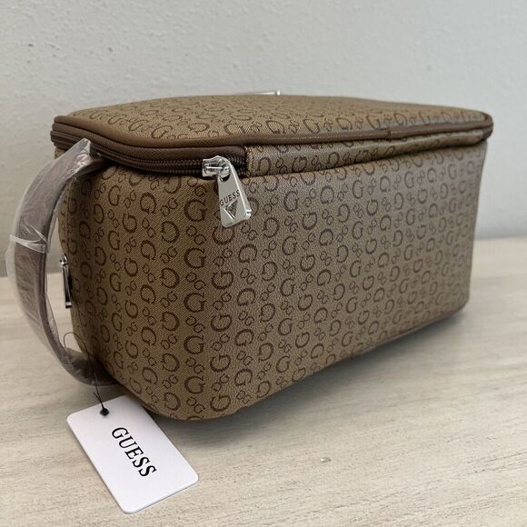 GUESS V7200082 MOCHA BROWN TOILETRY JUNCTION TRAVEL CASE DOPP BAG LOGO - Picture 5 of 10